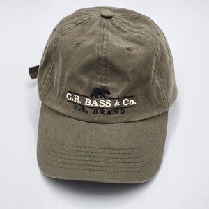 G.H. Bass & Co. Olive Green Adjustable Cotton Baseball Cap with Embroidered Logo